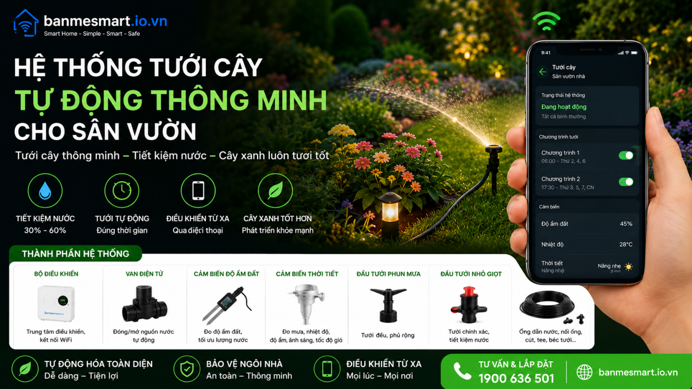 Hệ Thống Tưới Cây Tự Động Thông Minh Cho Sân Vườn