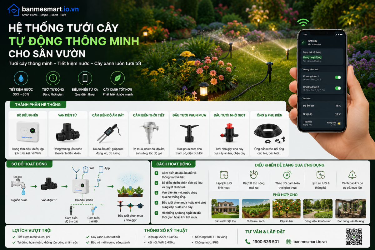 Hệ Thống Tưới Cây Tự Động Thông Minh Cho Sân Vườn