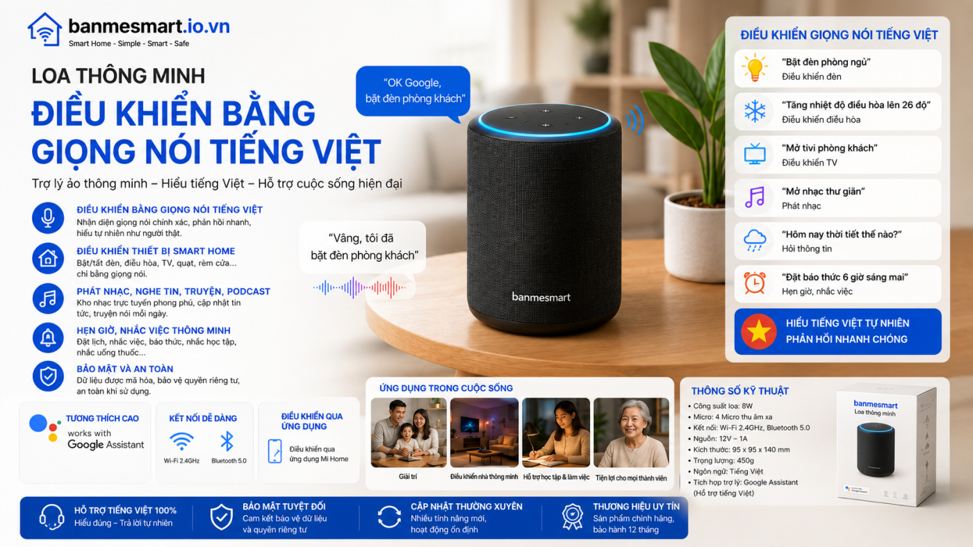 Loa Thông Minh Điều Khiển Bằng Giọng Nói Tiếng Việt