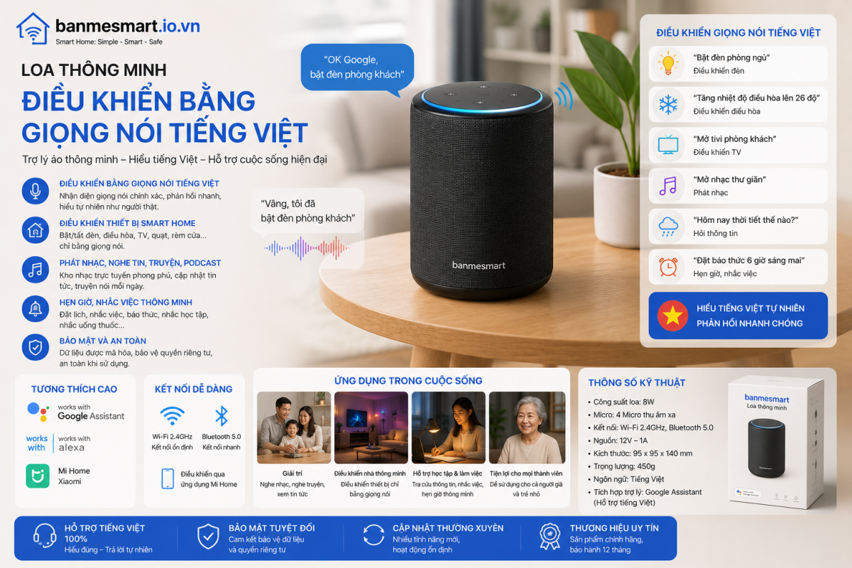 Loa Thông Minh Điều Khiển Bằng Giọng Nói Tiếng Việt